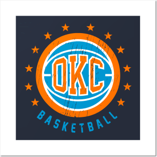 OKC Basketball Vintage Distressed Posters and Art